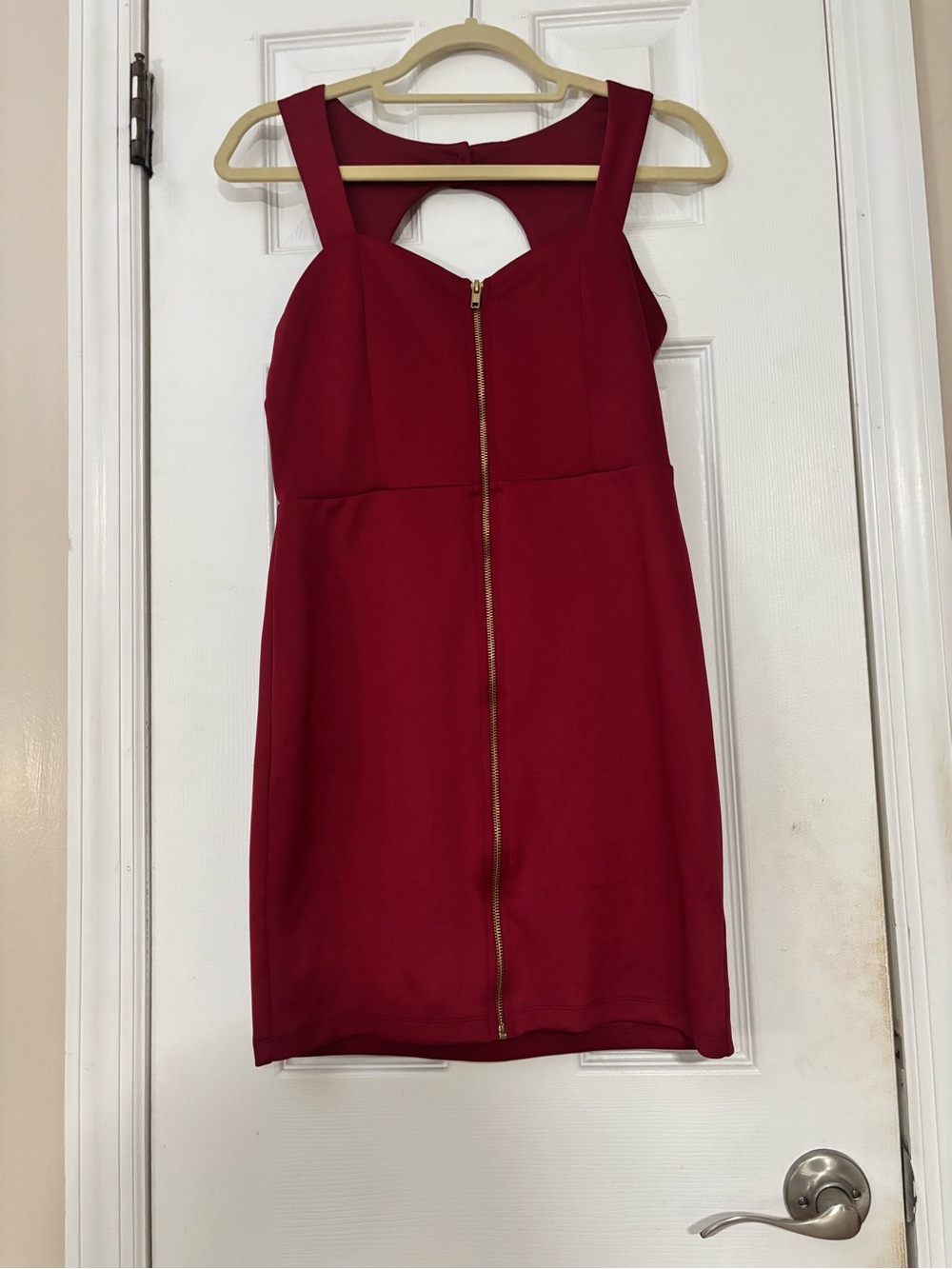 Forever 21 Wine Red Mini Dress with Front Gold Zip